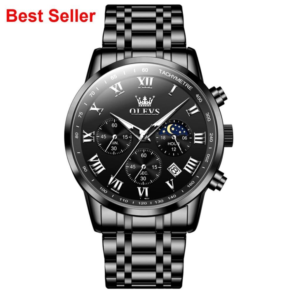 Stainless Steel Analog Quartz Dress Watch with Luminous Chronograph